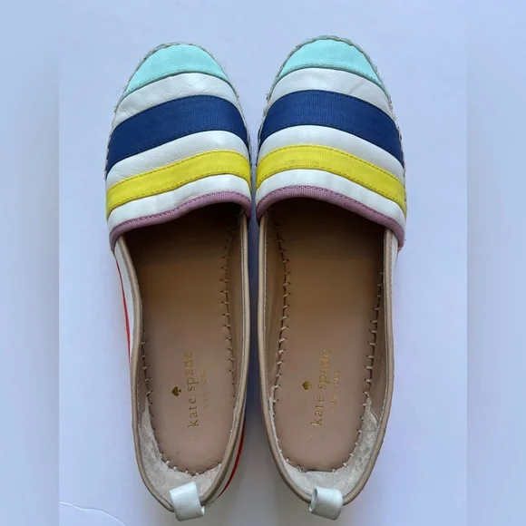 Kate Spade Leena Rainbow Striped Lace up Espadrilles Platform Flats Size 8 M - Picture 10 of 11